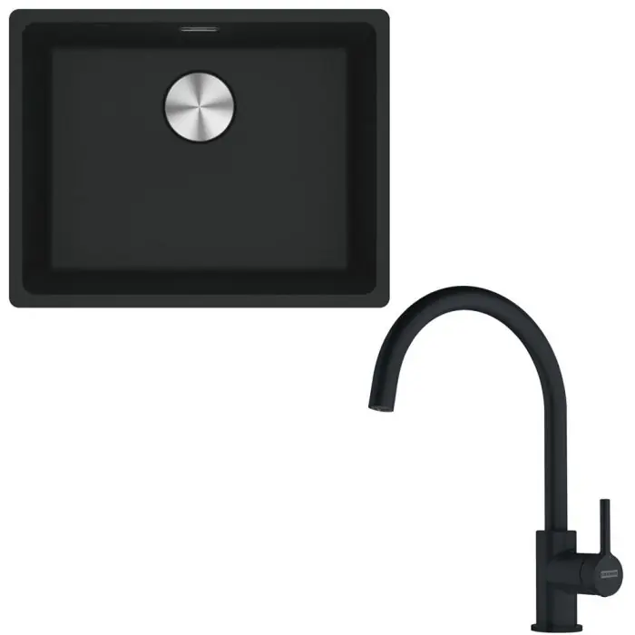Pack Full Black cuve XL Maris Fragranit 553 x 433 x 200 mm avec mitigeur Lina J - Franke Réduction