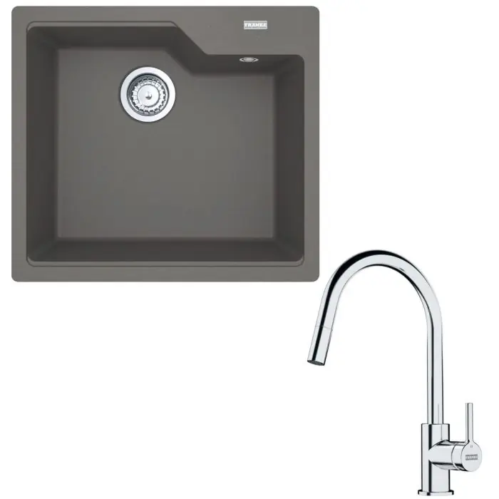 Nouveauté Pack cuve Urbis Fragranit stone 560 x 500 x 230 mm + mitigeur Lina J douchette - Franke