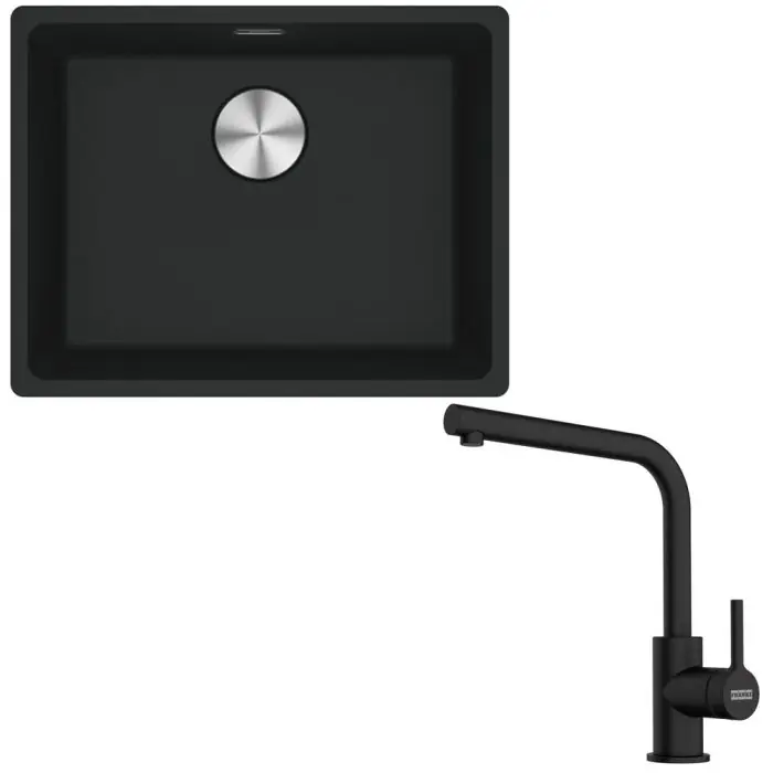 Pack Full Black cuve XL Maris Fragranit 553 x 433 x 200 mm + mitigeur Lina L - Franke Quantité Limitée