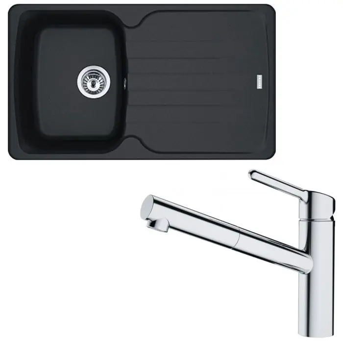 Pack évier Antea Fragranit onyx 860 x 500 x 210 mm + mitigeur Orbit douchette - Franke Meilleure Vente