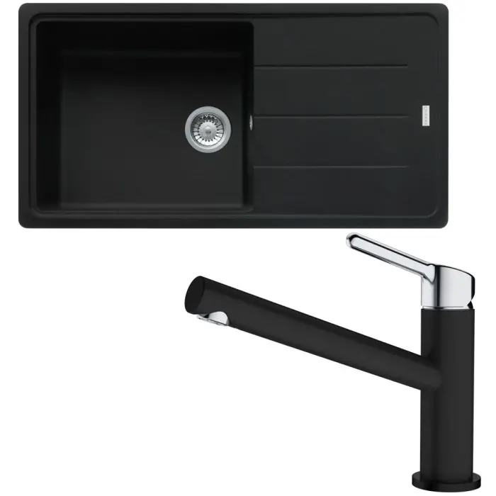 Meilleur Prix Pack full black évier XL Antea Fragranit 970 x 460 x 210 mm + mitigeur Orbit noir – Franke