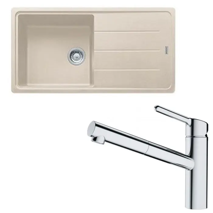 Pack évier XL Antea Fragranit café crème 970 x 500 x 200 mm + mitigeur Orbit douchette – Franke Promotion