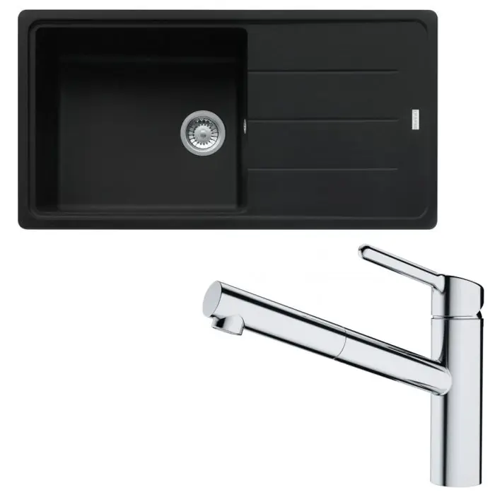 Paiement Sécurisé Pack évier XL Antea Fragranit noir mat 970 x 500 x 200 mm + mitigeur Orbit douchette – Franke