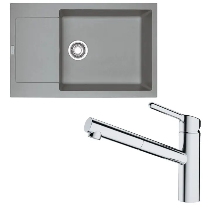 Pack évier XL Maris Fragranit stone 780 x 500 x 200 mm + mitigeur Orbit douchette – Franke Meilleur Prix