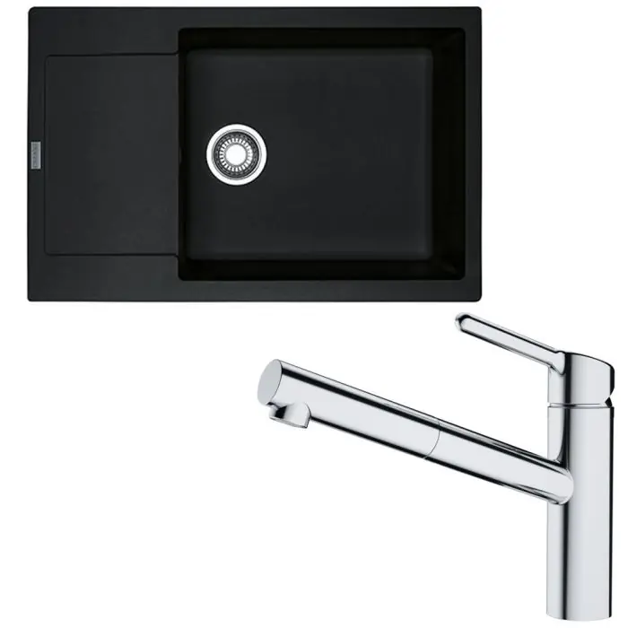 Pack évier XL Maris Fragranit onyx 780 x 500 x 200 mm + mitigeur Orbit douchette – Franke Prix Promo