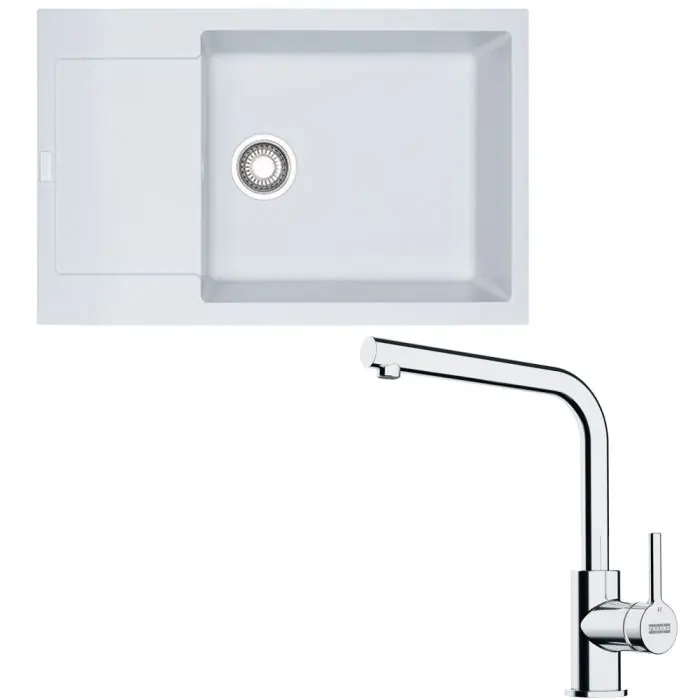 Super Prix Pack évier XL Maris Fragranit blanc artic 780 x 500 x 200 mm + mitigeur Lina L – Franke