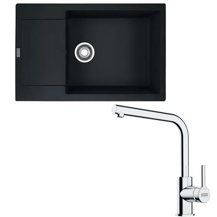 Certifié Pack évier XL Maris Fragranit noir mat 780 x 500 x 200 mm + mitigeur Lina L – Franke