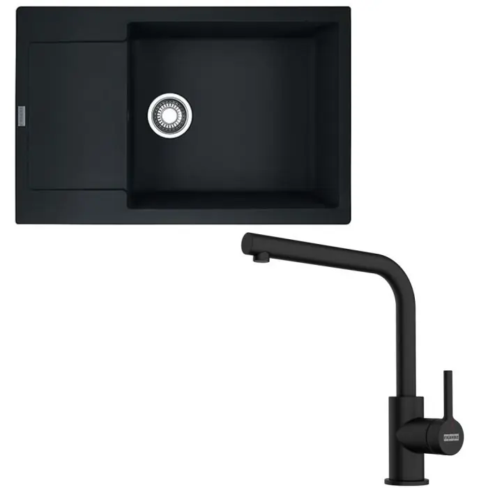 Promotion Pack full black évier XL Maris Fragranit 780 x 500 x 200 mm + mitigeur Lina L bec noir – Franke