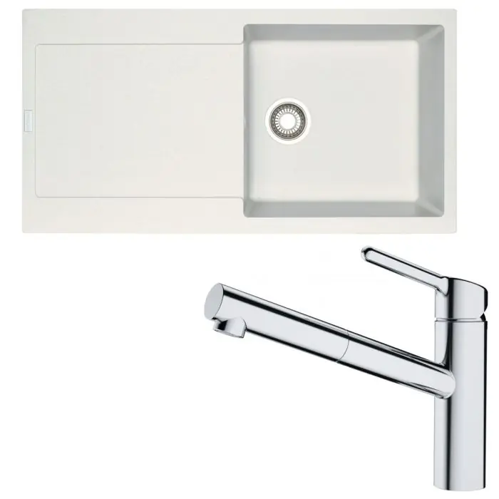 Pack évier XL Maris Fragranit blanc artic 970 x 500 x 200 mm + mitigeur Orbit douchette – Franke Acheter En Ligne