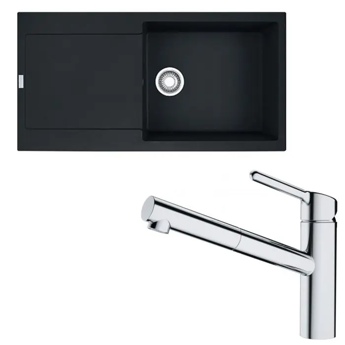 Pack évier XL Maris Fragranit noir mat 970 x 500 x 200 mm + mitigeur Orbit douchette – Franke Prix Bas