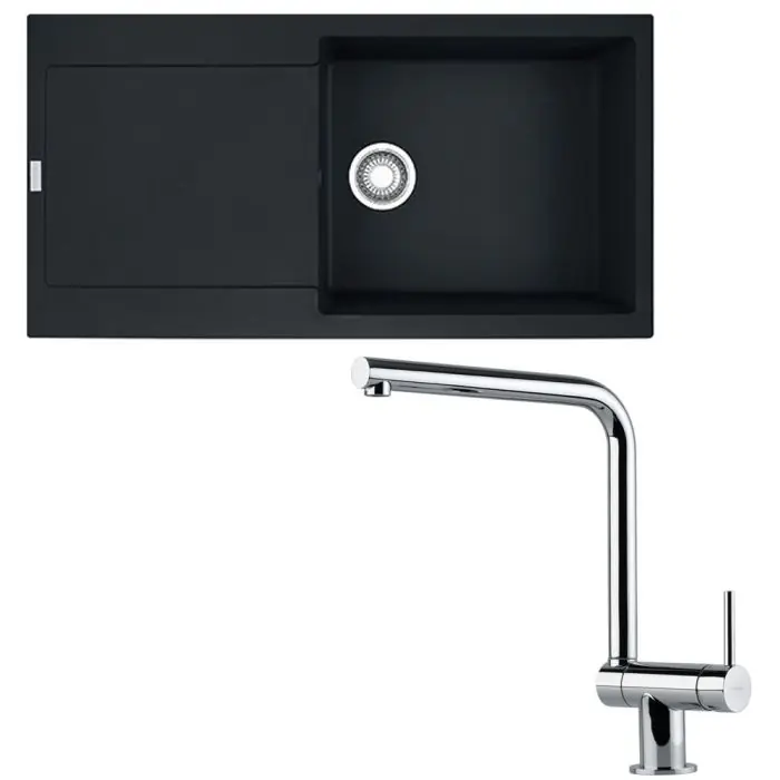 Satisfait Ou Remboursé Pack évier XL Maris Fraganit noir mat 970 x 500 x 200 mm + mitigeur Neptune rabattable – Franke