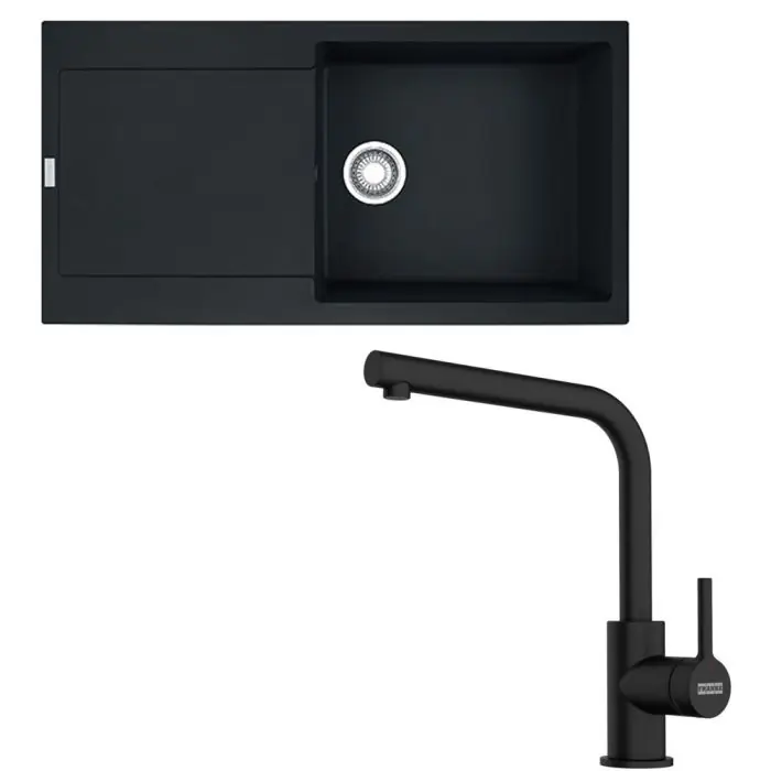 Pack évier XL Maris Fragranit 970 x 500 x 200 mm + mitigeur Lina L bec noir – Franke Paiement Sécurisé