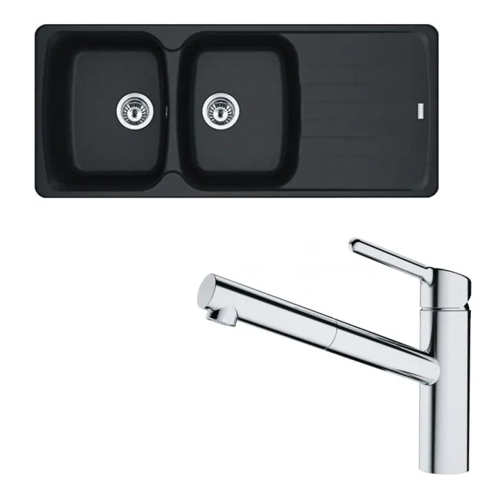 Pack évier Antea Fragranit onyx 1160 x 500 x 210 mm + mitigeur Orbit douchette – Franke Super Prix