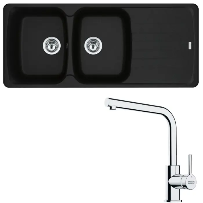 Pack évier Antea Fragranit noir mat 1160 x 500 x 210 mm + mitigeur Lina L – Franke Dernier Modèle