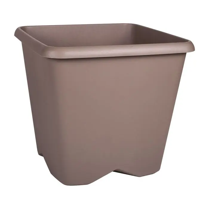 Pot carré non percé CHORUS Taupe, 34,5 x 34,5 x 31,9 cm, 24,2 L – EDA Pas Cher