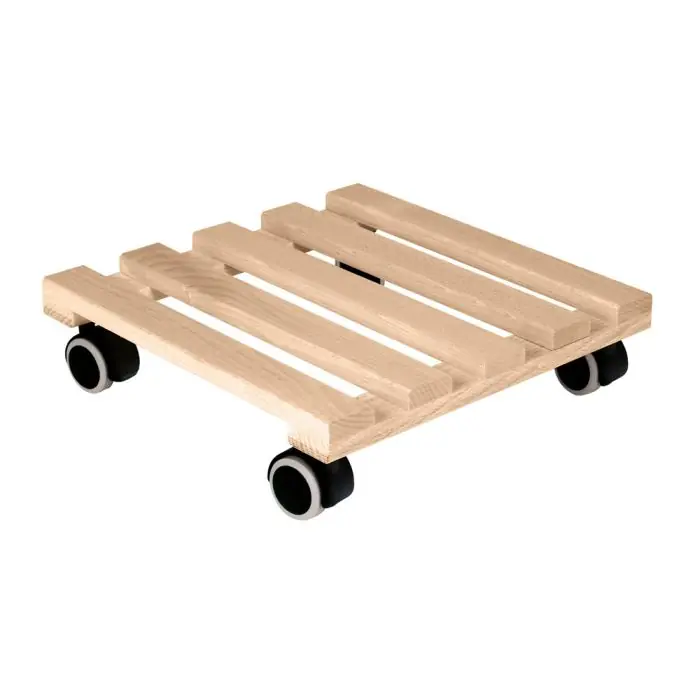 Support à roulette carré 29 cm en bois de hêtre – EDA Réduction