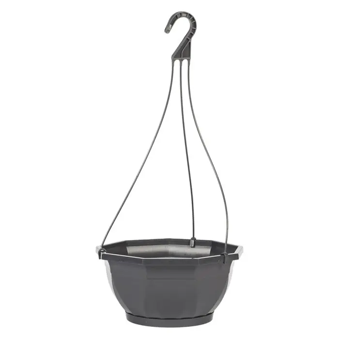 Suspension AERIA percée Ø27 cm, avec soucoupe, hauteur 47 cm, Volume 4,5 L, Gris anthracite – EDA Acheter Direct