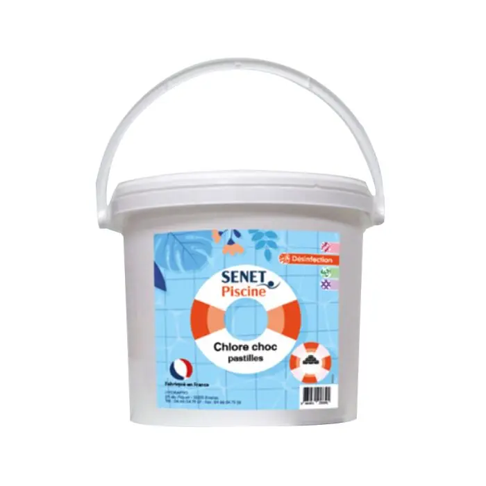 Chlore choc pastilles 20g, désinfectant choc stabilisé - Seau de 10 Kg - SENET Piscine Achetez Aujourd'hui