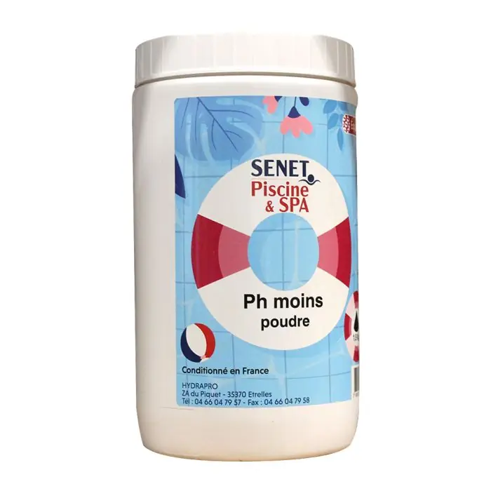 pH moins poudre, diminution du pH - Boîte de 1,5 kg - SENET Piscine Acheter Direct