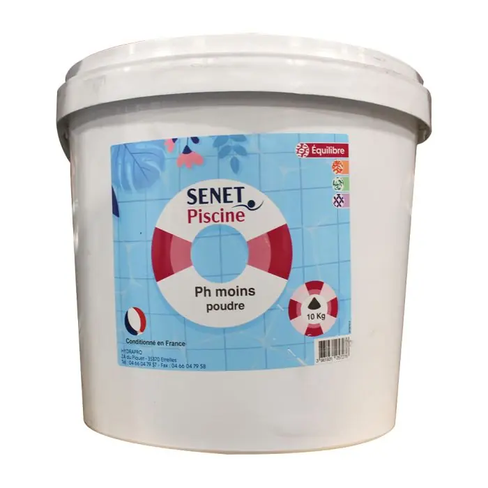 Bon Plan pH moins poudre, diminution du pH - Seau de 10 kg - SENET Piscine