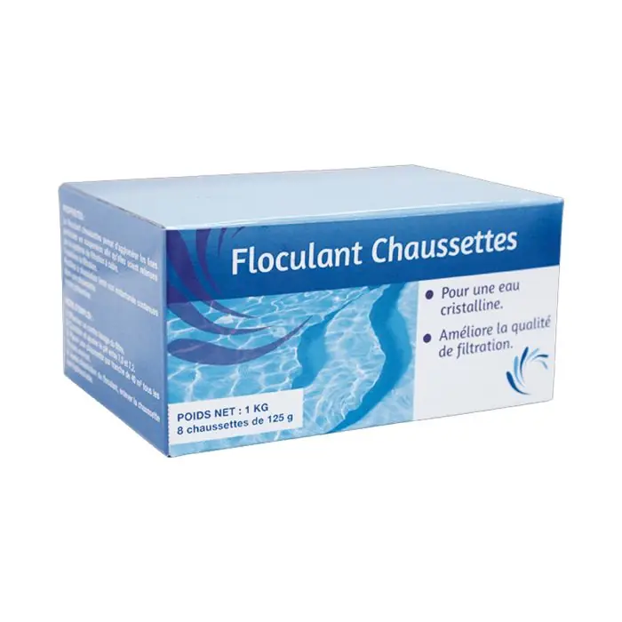 Floculant en chaussettes pour filtre à sable – Boite de 1kg (8 chaussettes) – SENET Piscine Populaire