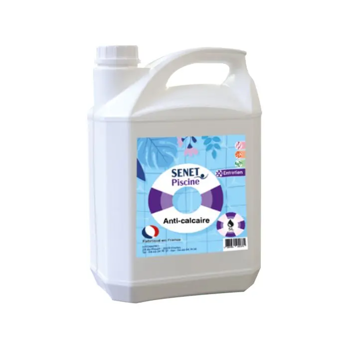 Anti-Calcaire liquide pour piscine - Bidon de 5L - SENET Piscine Satisfait Ou Remboursé