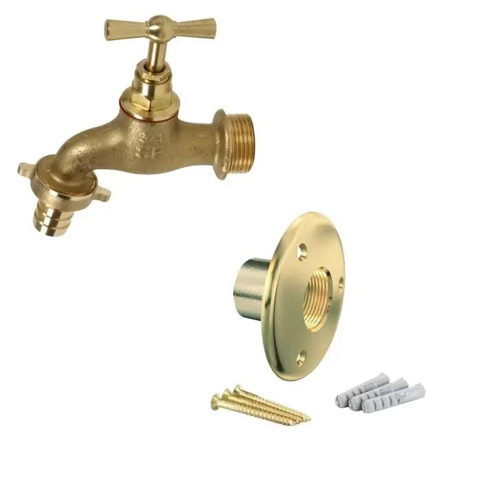Robinet d‘arrosage 1/2" (15/21) avec son applique en laiton - Arcanaute Top Vente