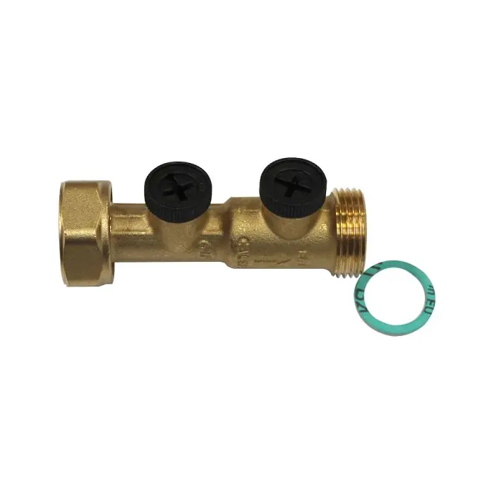 Clapet antipollution NF ACS femelle mâle 3/4" (20/27) avec bouchons polyamide 1/4" (8/13) - Longueur 78 mm - Sferaco Meilleur Prix