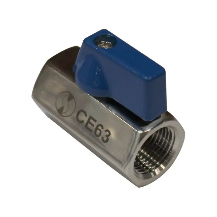 Mini vanne à sphère inox monobloc femelle BSP PN 63 1/4" (8/13) - Sferaco Nouvel Arrivage