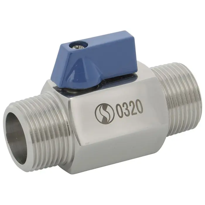 Remise Mini vanne à sphère inox monobloc PN 63 mâle BSP 1/4" (8/13) - Sferaco