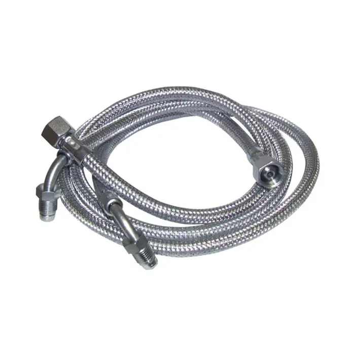 2 Flexibles fioul Femelle 3/8&Prime; x Mâle 1/4&Prime;, coudé, Ø7mm, longueur 900 mm pour chaudière RIELLO Bon Plan