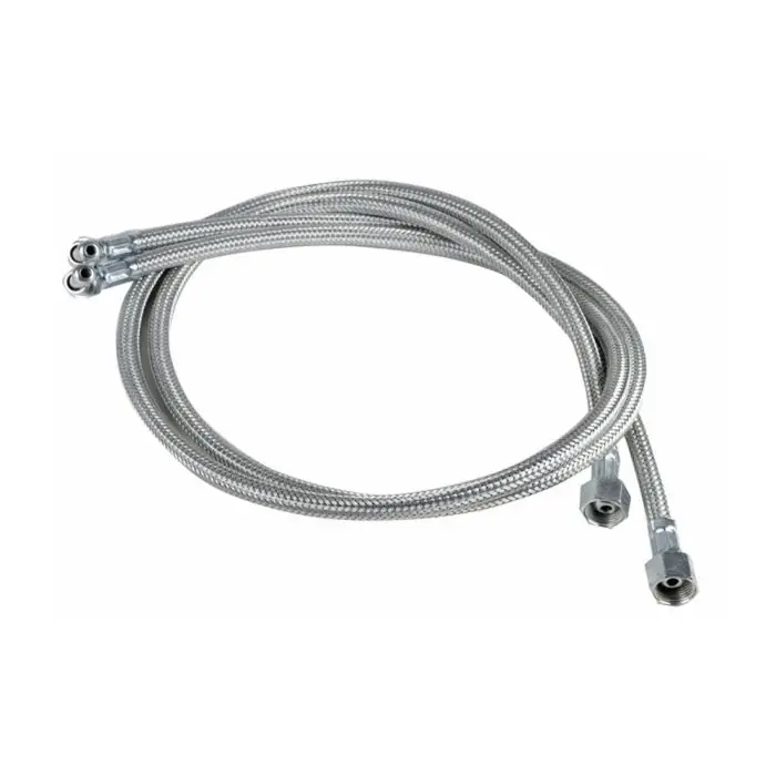 Bon Plan 2 Flexibles fioul Femelle 3/8" x Mâle 1/4", coudé, Ø8mm, longueur 1200 mm pour chaudière FRANCO-BELGE