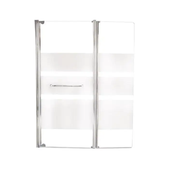 Pare-baignoire 2 volets 3 bandes blanches – L 120 x H 140 cm – ELMER By Ayor Vente Directe