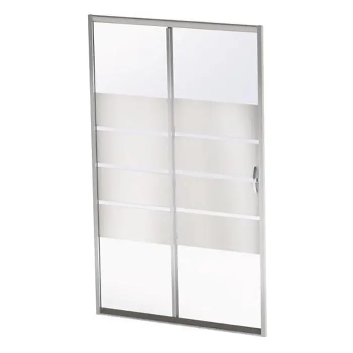 Prix Réduit Paroi porte 2 volets coulissants ERIS 2 - profilés chromés - L 140 x H 190 cm - ONDEE By Ayor