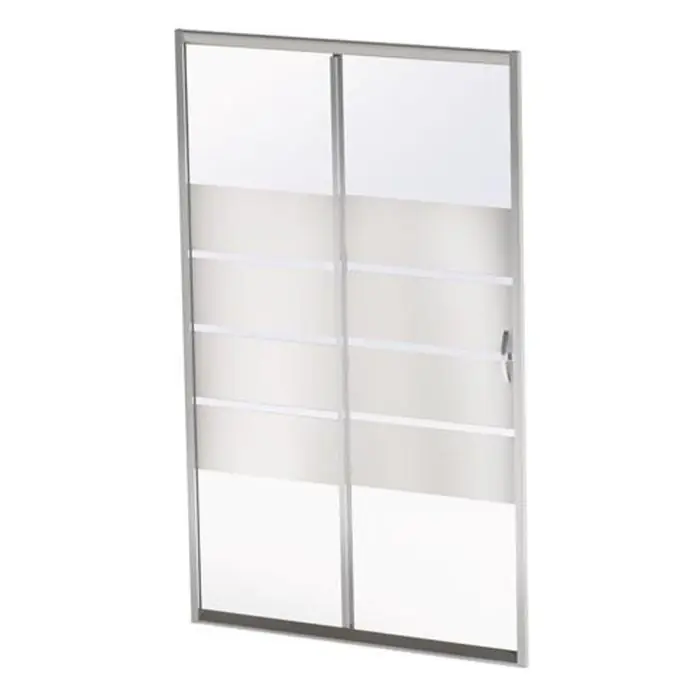 Meilleur Choix Paroi porte 2 volets coulissants ERIS 2 – profilés chromés – L 160 x H 190 cm – ONDEE By Ayor