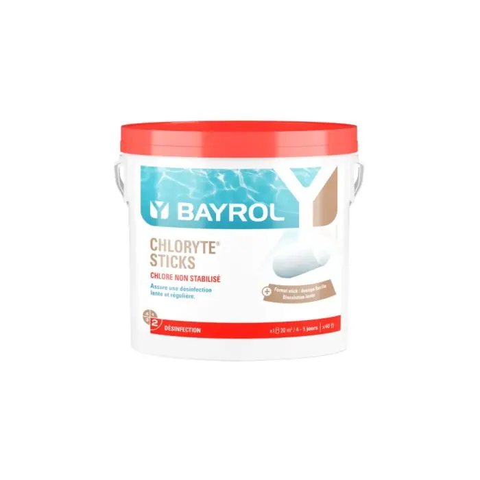Chloryte sticks (sticks chlore non stabilisé de 300g) - Seau de 4,5Kg - Bayrol Commander Vite