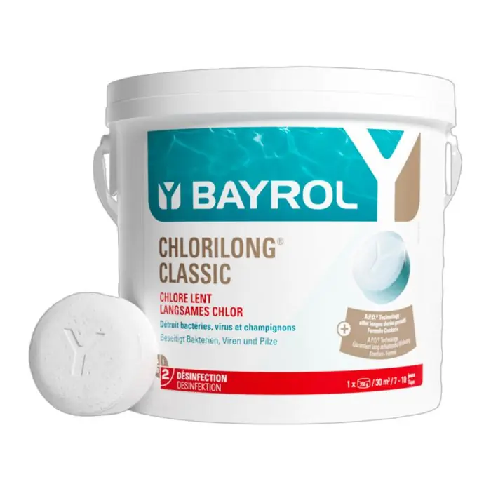Seau de 10 kg de galets Chlorilong Classic pour désinfection chlore piscine - Bayrol Meilleur Choix