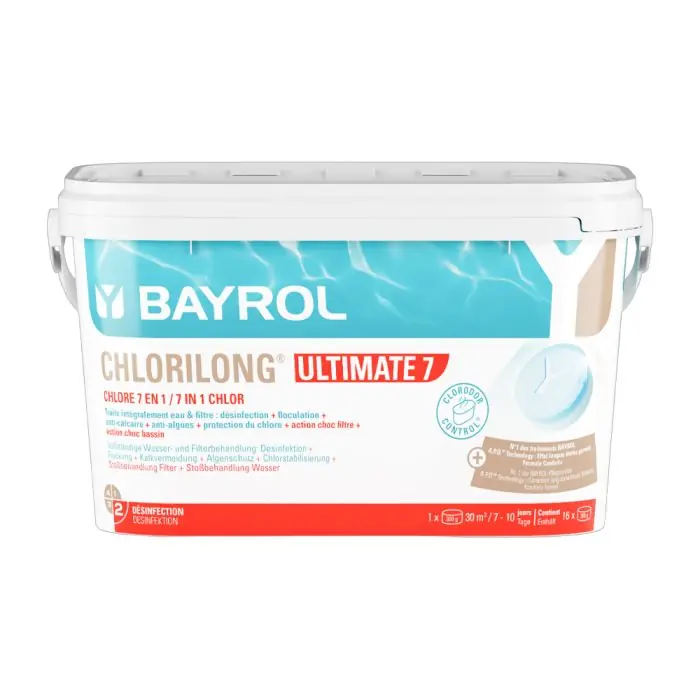 Soldes Chlore 5 fonctions piscine Galets Chlorilong ULTIMATE 7 – Seau de 4,8 kg – Bayrol
