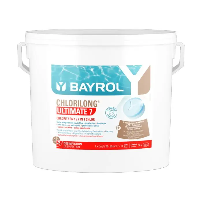Affaire À Saisir Chlore 5 fonctions piscine Galets Chlorilong ULTIMATE 7 – Seau de 10,2 kg – Bayrol