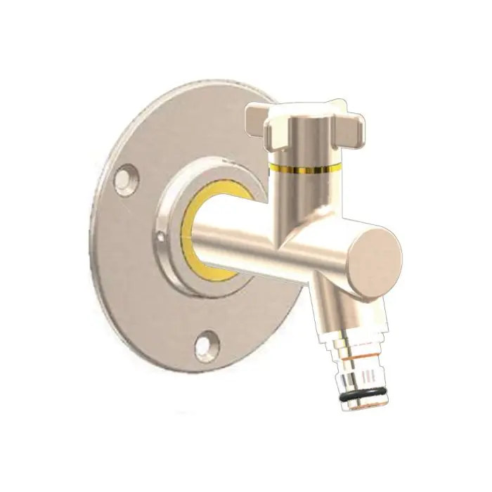 Robinet de jardin antigel OSLO vertical Mâle 1/2" (15/21) avec son applique PER glissement Ø12 - Nickel - ANQUIER Offre Limitée