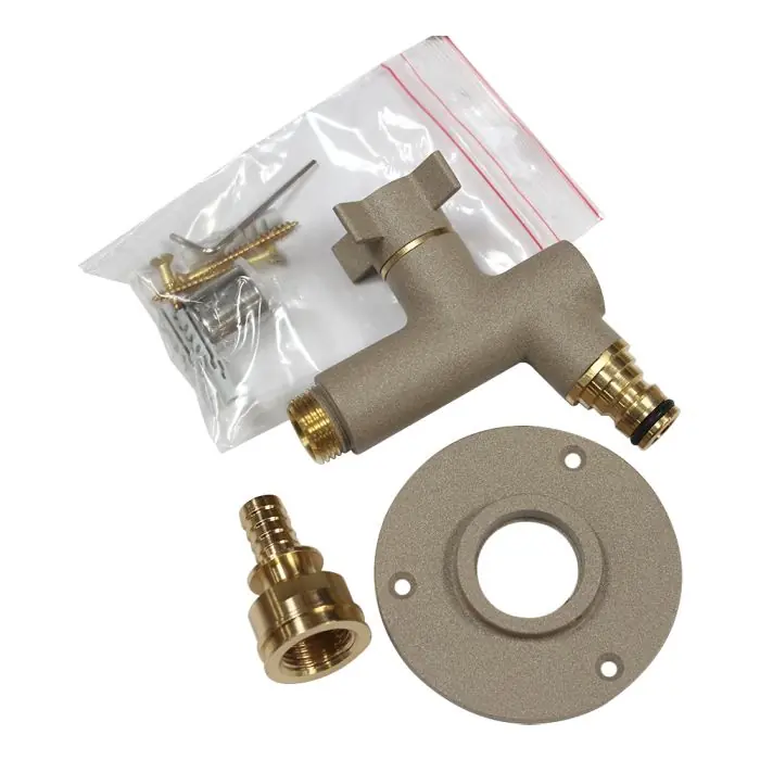 Paiement Sécurisé Robinet de jardin antigel OSLO vertical Mâle 1/2&Prime; (15/21) avec son applique PER à sertir Ø16 – Sable – Anquier