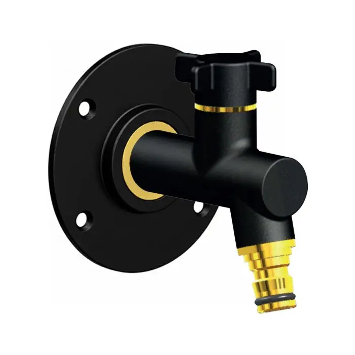 Robinet de jardin antigel OSLO vertical Mâle 1/2&Prime; (15/21) avec son applique PER à visser Femelle 1/2‘‘ (15/21) – Noir – Anquier Paiement Sécurisé