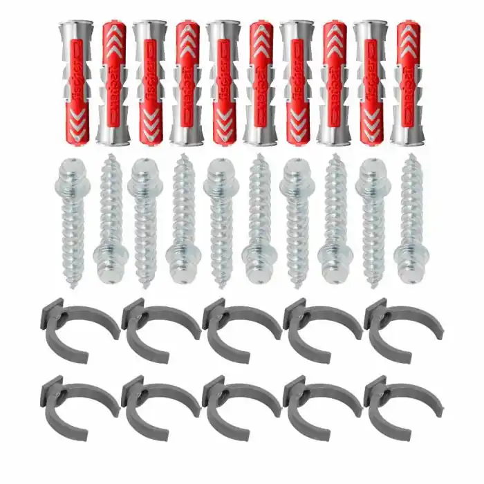 Quantité Limitée Ensemble de 10 colliers tube de descente Ø50 Gris + 10 Vis 7×40 mm + 10 Chevilles DuoPower 8×40 mm – Arcanaute