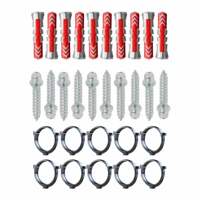 Meilleur Choix Ensemble de 10 colliers tube de descente Ø80 Anthracite + 10 Vis 7x40mm + 10 Chevilles Duopower 8x40mm – Arcanaute