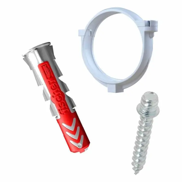 Produit De Marque Ensemble de 1 collier tube de descente Ø80 Blanc + 1 Vis 7x40mm + 1 Cheville Duopower 8x40mm – Arcanaute