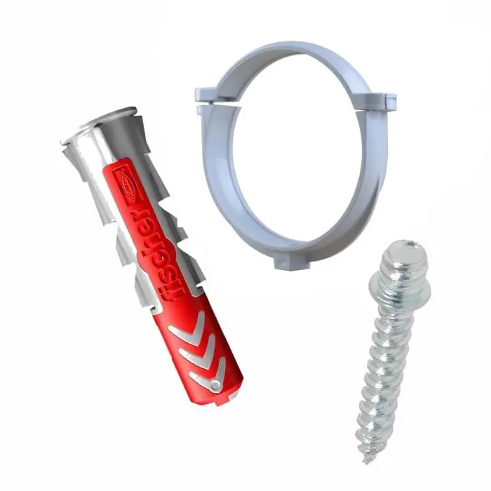 Ensemble de 1 collier tube de descente Ø100 Gris + 1 Vis 7x40mm + 1 Cheville Duopower 8x40mm - Arcanaute Nouveauté
