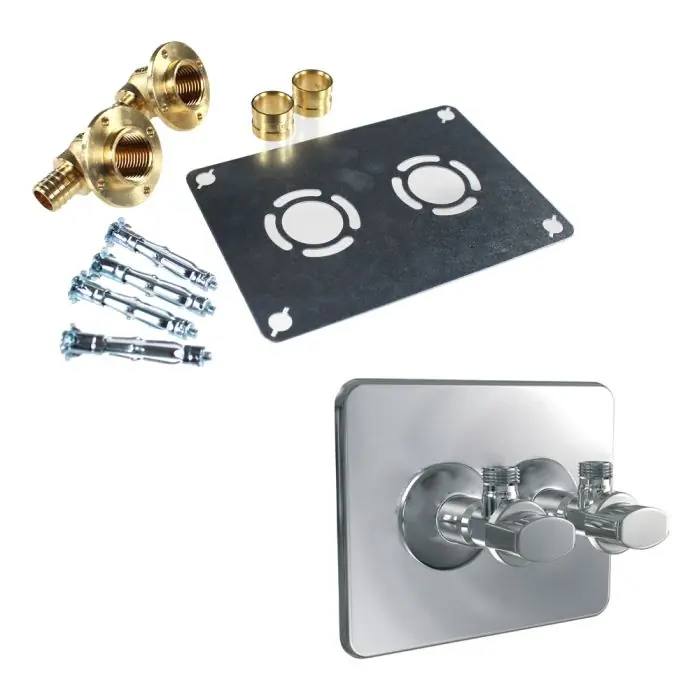 Prix Réduit Kit Robifix + cache poli avec ses robinets (Évier / Lavabo) 50mm PER Ø16 - Femelle 1/2" (15/21) à glissement - Watts
