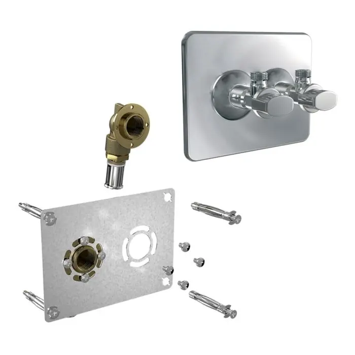Kit Robifix (EVIER / LAVABO) 50 mm Multicouche Ø16x2,0 - Femelle 1/2" (15/21) + cache poli avec ses robinets - Watts Produit De Marque