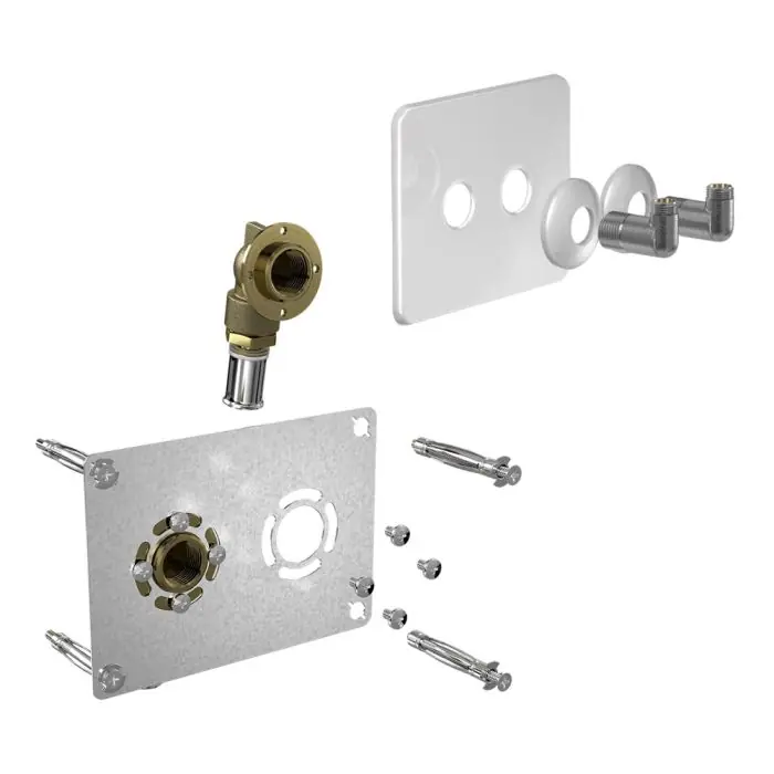 Kit Robifix coudes (EVIER / LAVABO) 50 mm Multicouche Ø16x2,0 - Femelle 1/2" (15/21) + cache poli blanc - Watts Vente Directe