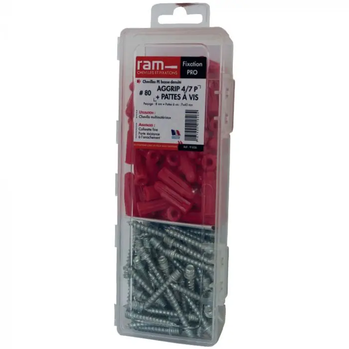 Acheter Direct Boîte de 80 Chevilles AGGRIP 2/5 + Vis 7 x 40 mm – RAM
